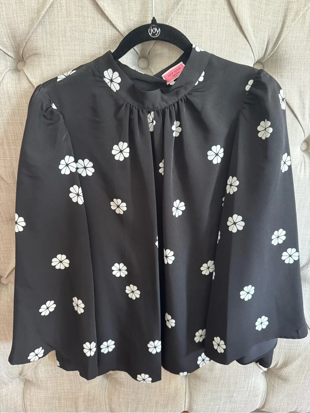 kate spade Black Blouse with White Daisy Print
